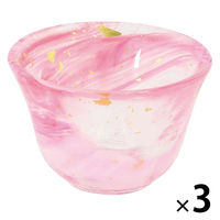 ワールド・クリエイト 箔墨流し 桃 ぐい呑 30530 1セット(3個)