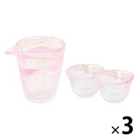 ワールド・クリエイト 箔墨流し 桃 ぐい呑(2個)・片口 ギフトセット 30535 1組(2個セット×3)