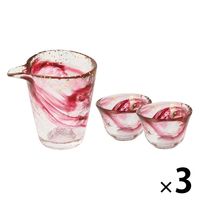 ワールド・クリエイト 箔墨流し 紅 ぐい呑(2個)・片口 ギフト