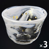 ワールド・クリエイト 箔墨流し 白 ぐい呑 30528 1セット(3個)