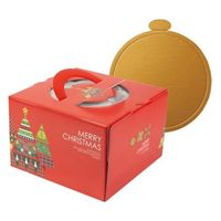 ヤマニパッケージ ケーキ箱 カラフルツリー 6号 金台紙丸型付 100枚 20-2324TM 1ケース(100枚) 67-7143-31（直送品）