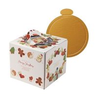 ヤマニパッケージ ケーキ箱 ホワイトサンタ 4.5号 金台紙丸型付 100枚 20-2325TM 1ケース(100枚) 67-7143-33（直送品）