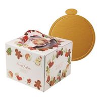 ヤマニパッケージ ケーキ箱 ホワイトサンタ 5号 金台紙丸型付 100枚 20-2326TM 1ケース(100枚) 67-7143-35（直送品）