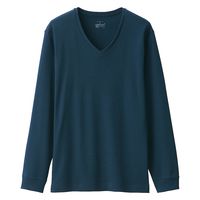 【メンズ】無印良品 紳士 あったか綿 ウールVネック長袖Tシャツ 紳士M ネイビー 良品計画