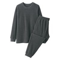 【メンズ】無印良品 紳士 なめらかニットフリース 長袖ルームウェアセット 紳士S チャコールグレー 良品計画