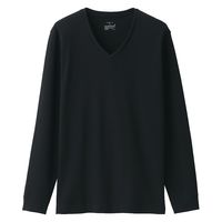 【メンズ】無印良品 紳士 あったか綿 ウールVネック長袖Tシャツ 紳士L 黒 良品計画