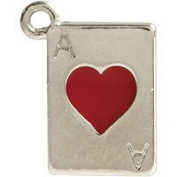 日本紐釦貿易 トランプ ハート エポチャーム シルバー W13×H17mm 2個入 A22-25 1袋2個入(5袋、合計10個（直送品）