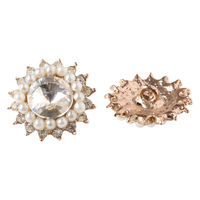 アクセサリーボタン ラウンドビジュー 2個 φ20mm 高さ7mm ホワイト×ゴールド A24-62 1袋2個入(5袋、10個入)（直送品）