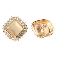 アクセサリーボタン スクエアビジュー 2個 φ16mm 高さ9mm ホワイト×ゴールド A24-64 1袋2個入(5袋、10個入)（直送品）