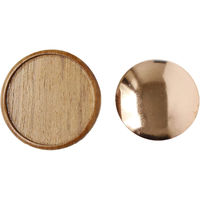 日本紐釦貿易 木製ブローチ台 銅板・ピン付 丸 ナチュラル 約φ55mm 1個 A22-4 1袋1組(3袋、合計3組)（直送品）