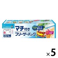 キチントさん 食品保存袋 マチ付き フリーザーバッグ M 電子レンジ解凍可 メモ欄付き 1セット（1箱（16枚入）×5）クレハ