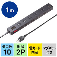 サンワサプライ 雷タップ 10個口+USB-A+Type-C(PD20W) TAP-SP2110NUC-1BK 1個