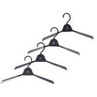 サワフジ ワンプッシュランドリーハンガー 4本組 ブラック●1セット(4本組×5) 4973306259105 1セット(4本組×5)（直送品）