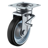 【アウトレット】ユーエイ プレート式自在キャスター ゴム 車輪径200mm ストッパー付き WJB-200R 1個
