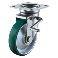 【アウトレット】ユーエイ プレート式自在キャスターウレタン車輪径150mm ストッパー付きJB(R)型 UWJB-150R 1個