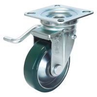 【アウトレット】ユーエイ プレート式自在キャスターウレタン車輪径150mm ストッパー付きJB（L）型 UWJB-150L 1個