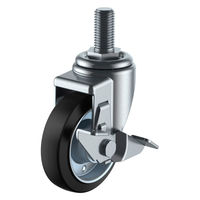 【アウトレット】ユーエイ ねじ込み式自在キャスターゴム車輪径100mm ストッパー付き Jタイプ SJT-100WS-M20-40 1個