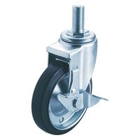 【アウトレット】ユーエイ ねじ込み式 自在 キャスター ゴム 車輪径100mm ストッパー付き Jタイプ  1個