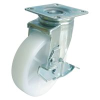 【アウトレット】ユーエイ プレート式自在キャスターナイロン車輪径150mm ストッパー付き NJ2-150S 1個
