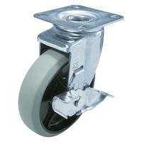 【アウトレット】ユーエイ プレート式自在キャスターウレタン車輪径150mm ストッパー付き GUJ2-150S 1個