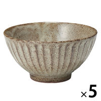 無印良品 信楽焼 飯碗 しのぎ 大 透明釉 約直径13cm 1セット（1個×5） 良品計画