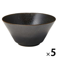 無印良品 美濃焼 麺鉢 黒釉 約直径18.8cm 1セット（1個×5） 良品計画