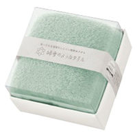 クリスマスシール付き 無撚糸フェイスタオルギフト(ブルーグリーン)/包装済 466011BG-chrismas-24 1箱(24個入)（直送品）