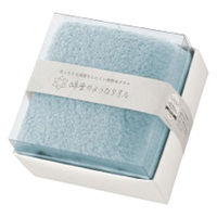 クリスマスシール付き 無撚糸フェイスタオルギフト(ライトブルー)/包装済 466011LB-chrismas-24 1箱(24個入)（直送品）