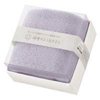 日繊商工 クリスマスシール付き 無撚糸フェイスタオルギフト(パープル)/包装済 466011PU-chrismas-24 1箱(24個入)（直送品）