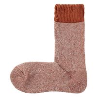 【メンズ】無印良品 紳士 足なり直角 パイル編み 厚手ルームソックス 25～27cm スモーキーオレンジ 良品計画