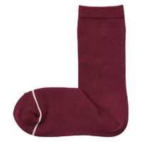 【レディース】無印良品 婦人 足なり直角 履き口やわらか あったか綿 靴下 ウール入り 口ゴムなし 23～25cm バーガンディ