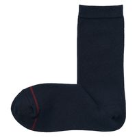 【レディース】無印良品 婦人 足なり直角 履き口やわらか あったか綿 靴下 ウール入り 口ゴムなし 23～25cm ダークネイビー