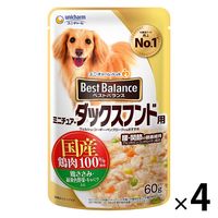 ベストバランス ミニチュアダックスフンド用 鶏ささみ・緑黄色野菜・キャベツ入り 60g 4袋 国産 ドッグフード パウチ