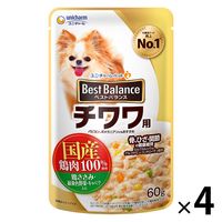 ベストバランス チワワ用 鶏ささみ・緑黄色野菜・キャベツ入り 60g 4袋 国産 ドッグフード パウチ