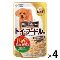 ベストバランス トイプードル用 鶏ささみ・緑黄色野菜・キャベツ入り 60g 4袋 国産 ドッグフード パウチ