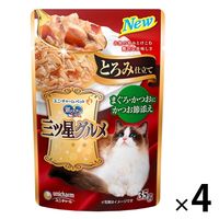 銀のスプーン 三ツ星グルメ とろみ仕立て まぐろ・かつおにかつお節添え 35g 4袋 キャットフード パウチ