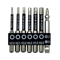 アークランズ WIZ’A 六角棒ビットセット 7本組 ブラック 65mm WZHー7ー65 1セット(3個)（直送品）