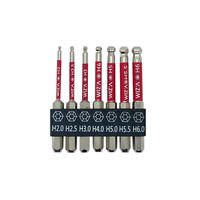 アークランズ WIZ’A ボールポイントビットセット 7本組 レッド 65mm WZBー7ー65 1セット(3個)（直送品）