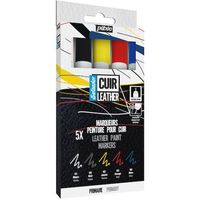 Pebeo セタカラーレザー(革用)マーカー プライマリーカラー(赤・青・黄・白・黒)5色セット 295687 1箱(1本)（直送品）