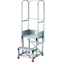 TRUSCO アルミ製作業用踏台 2段 高さ0.6m 天板寸法500×400 段高300mm 天場三方手すり付き TSF-256-TS300（直送品）