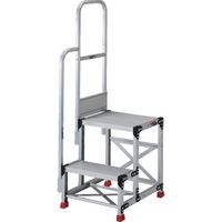TRUSCO アルミ製作業用踏台 2段 高さ0.7m 天板寸法800×400 段高350mm 階段片手すり付き TSF-287-TK350（直送品）