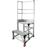 TRUSCO アルミ製作業用踏台 2段 高さ0.5m 天板寸法500×400 段高250mm 天場二方手すり付き TSF-255-TL250（直送品）