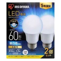 アイリスオーヤマ LED電球 E26 広配光 60形相当 昼白色 2個セット LDA7N-G-6T62P 1箱(2個入)