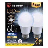 アイリスオーヤマ LED電球 E26 広配光 60形相当 昼光色 2個セット LDA7D-G-6T62P 1箱(2個入)
