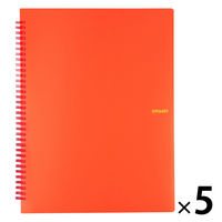 プラス イトオシ ツインリング型ファイル A4 1ポケットタイプ オレンジ 91816 1セット(1冊×5)