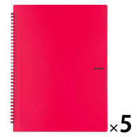 プラス イトオシ ツインリング型ファイル A4 1ポケットタイプ レッド 91810 1セット(1冊×5)