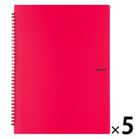 プラス イトオシ ツインリング型ファイル A4 9ポケットタイプ レッド 91830 1セット(1冊×5)