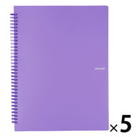 プラス イトオシ ツインリング型ファイル A4 2ポケットタイプ パープル 91824 1セット(1冊×5)