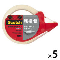 【OPPテープ】 スコッチ（R） 透明梱包用テープ カッター付 309DSN 0.05mm厚 幅48mm×長さ50m 3M 5パック