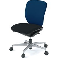 【設置込】イトーキ プラオチェア 布張り ローバック アルミ脚 肘無し ネイビーブルー×ブラック KE-240GS-Z5T1B2 1脚（直送品）